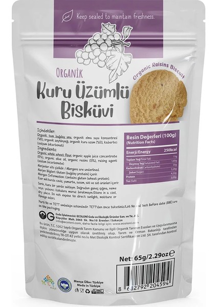 Buğz Og Natural Organik Üzümlü Bisküvi (65 Gr) fiyatları