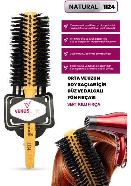 Profesyonel Sert Kıllı Orta ve Uzun Boy Saçlar Için Düz ve Dalgalı Fön Fırçası