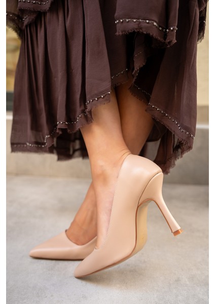 Relly Nude Deri Topuklu Ayakkabı modelleri