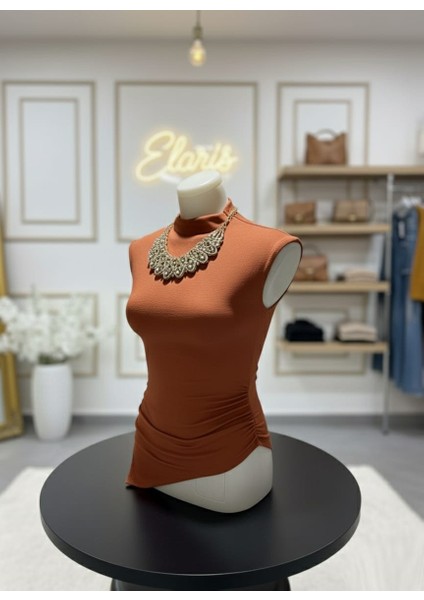 Kahverengi Kolsuz Boğazlı Asimetrik Kesim Fit Elbise modelleri