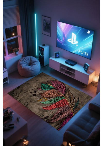 Yaprak Desenli Kaymaz Taban Makinede Yıkanabilir Gaming Oyuncu Gamer Genç Odası Halısı modelleri