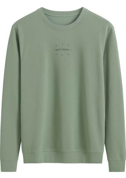 Erkek S-Shirt O Yaka Mint Yeşili Erkek Sweatshirt