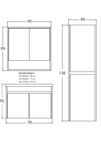Vıva Banyo Dolabı 70 cm (Boy Dolabı Dahil Değildir.) fırsatları