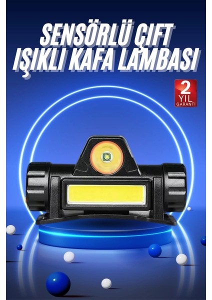 Ledli Şarjlı Kafa Lambası LED Şarjlı Su Geçirmez Kafa Feneri