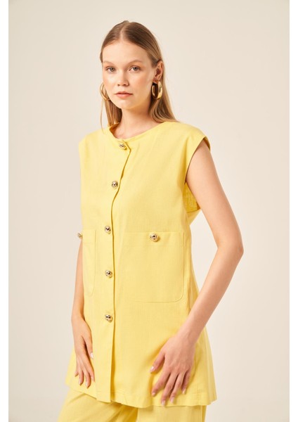 Ftz Kadın Keten Ikili Takım Sarı 31195 fırsatları