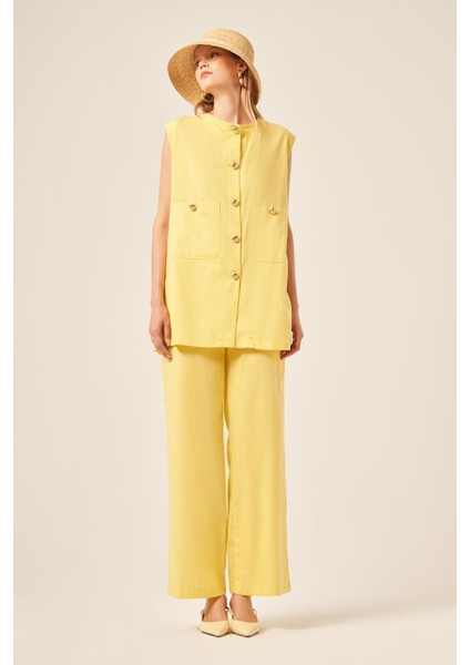 Ftz Kadın Keten Ikili Takım Sarı 31195 indirimleri
