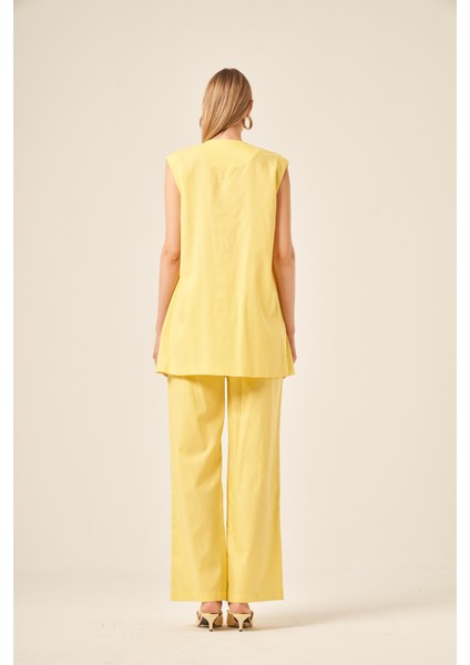 Ftz Kadın Keten Ikili Takım Sarı 31195