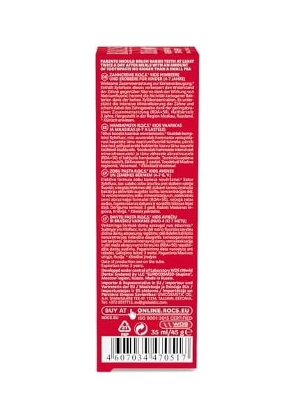 Kids 4-7 Yaş Diş Macunu Ahududu-Çilek 45 G