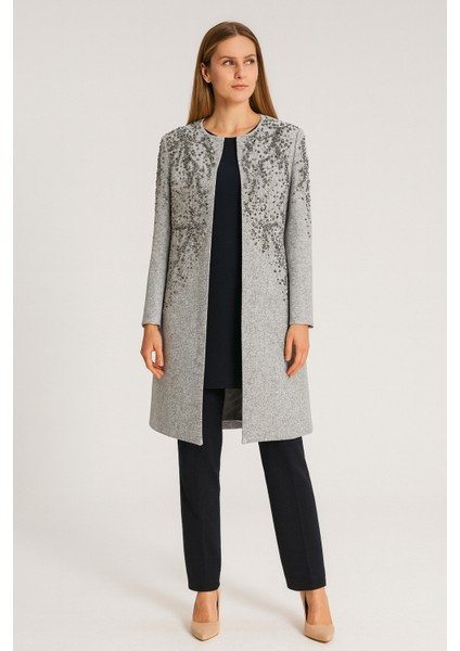 Y1100 Önü ve Kollar Taşlı Sıfır Yaka Pantlon Klasik Keslim Şık 3 Lü Takım Qks Takım #24-02