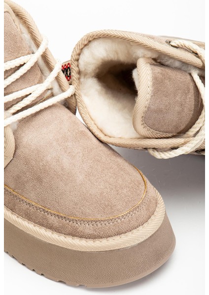 Suins Stein Model Içi Komple Kürklü Bağcıklı Siyah Taba Ten Kadın Bot fiyatları