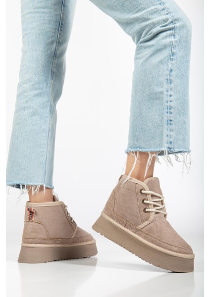 Suins Stein Model Içi Komple Kürklü Bağcıklı Siyah Taba Ten Kadın Bot fırsatları