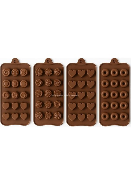 15’li Silikon Çikolata Kalıbı 20X11 cm Dayanıklı Gıda Dostu Esnek Kalıp Pratik Şekilli Dondurma Buz Keki Silikon Kalıp Temizlik Modern Mutfak Için Çikolata Seti (4 Parça Karışık)