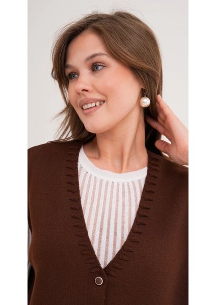 Kadın Anne Büyük Beden Triko Düz Model Yelek