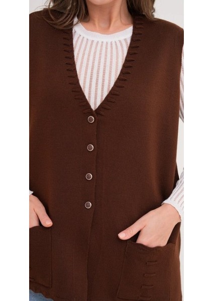 Kadın Anne Büyük Beden Triko Düz Model Yelek fiyatları