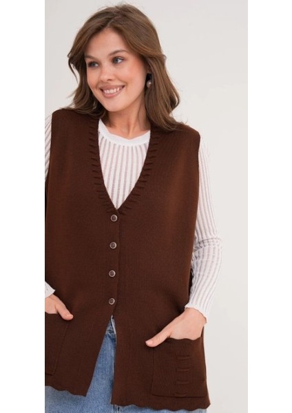 Kadın Anne Büyük Beden Triko Düz Model Yelek indirimleri