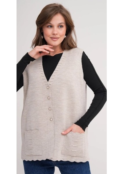 Kadın Anne Büyük Beden Triko Düz Model Yelek fiyatları