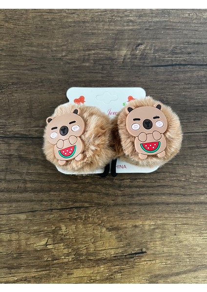 Kız Çocuk 1 Çift Capybara Renkli Havlu Lastik Toka Kapibara Pelüş Peluş Lastik Toka Y2K Kpop Kore modelleri