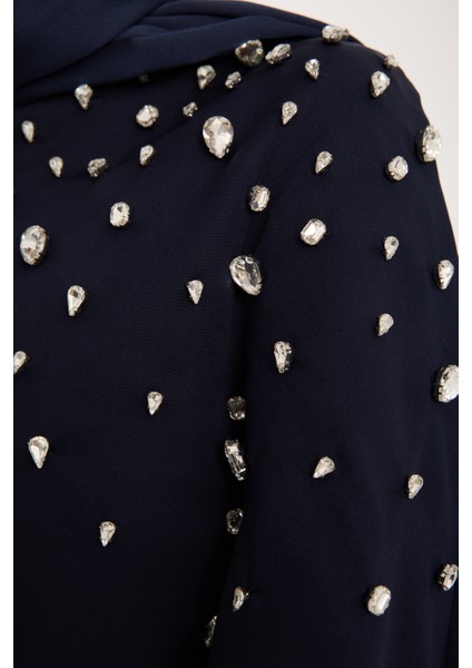 Önü Taş İşlemeli Pelerinli Abiye Elbise - Abiye Takım fırsatları