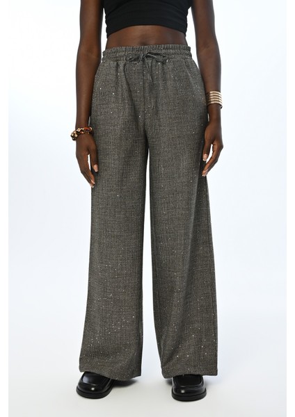 Kadın Beli Lastikli Bol Paça Pul Işlemeli Pantolon fiyatları