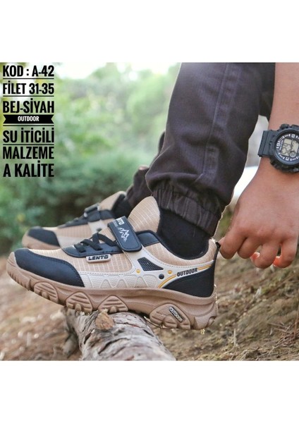 Çocuk Unisex Spor Microlight Taban Su Itici Kumaş Cırtlı Trekking Ayakkabı