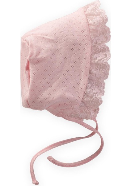 Fistolu Bağlamalı Bebek Şapka 0-1 Yaş Pembe