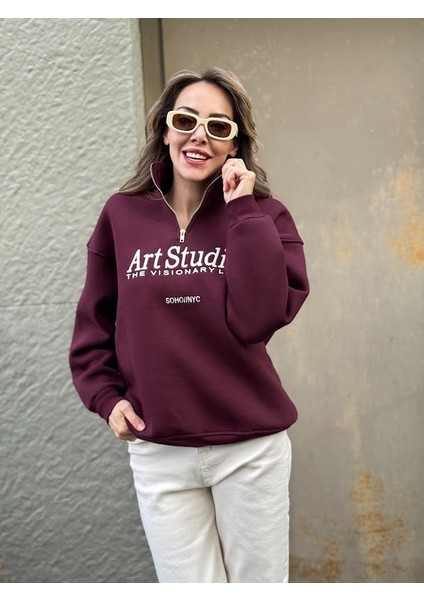 Art Studio Yarım Fermuarlı Sweatshirt