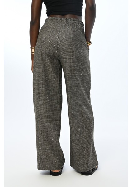 Kadın Beli Lastikli Bol Paça Pul Işlemeli Pantolon fırsatları