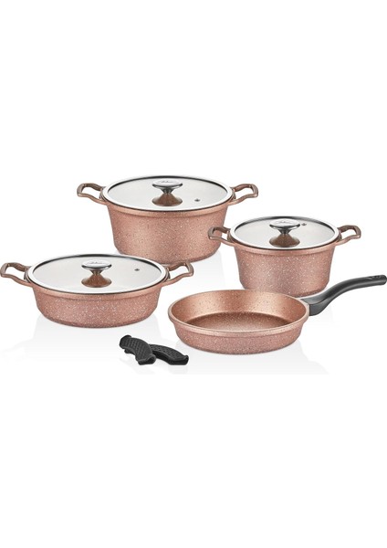 Orjin 7 Prç Rose Set (TENCERE20+24/K.YARIK26/TAVA26)