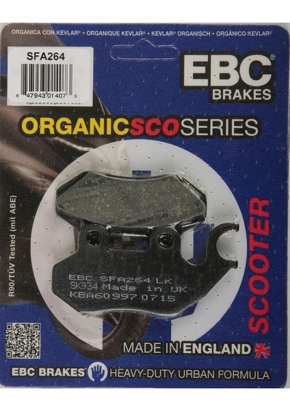 SFA264 2019-2024 Sym Jet 14 200I Uyumlu Ön Fren Balatası Organik Balata