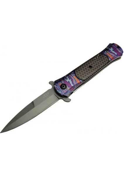 Jeep Çakı Mor 22 cm Yarı Otomatik , Kemerlikli