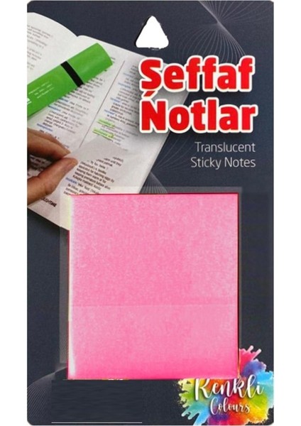 Şeffaf Pembe Post-It Ebat 75X75 mm 50 Yaprak - Yapışkanlı Not Kağıdı - Bloknot