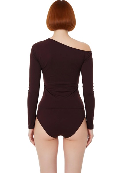 Kadınlar Için Fitted Uzun Kollu Aksesuar Detaylı Asimetrik Yaka Bluz Kaliteli Şık Rahat Modern modelleri