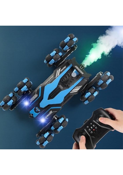 Oyuncak 2.4 Ghz Uzaktan Kumandalı Full Fonksiyon Drift Atan 8 Teker Buharlı Akrobat Araba (Kırmızı ve Mavi Iki Renk Seçeneği) (Mavi)