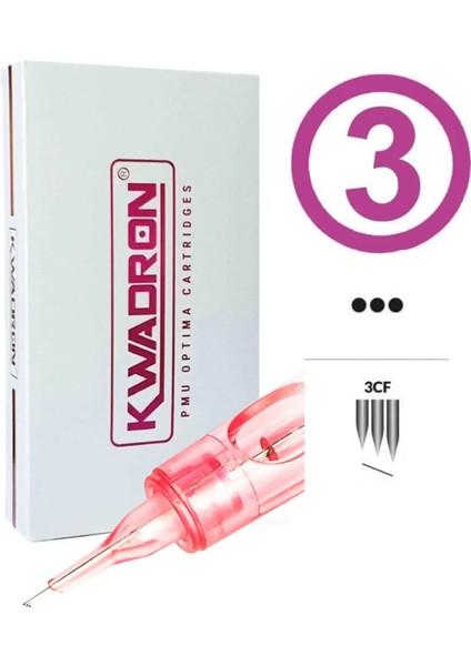 Kwadron Pmu Optima 3cf Pt 0.40 mm – Profesyonel Kalıcı Makyaj Kartuş Iğnesi