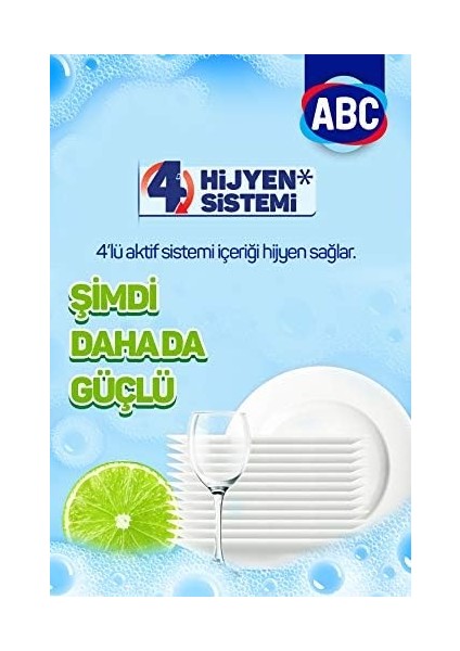 Abc Deterjan 4'lü Hijyen Sistemi Misket Limon Kokulu Bulaşık Deterjanı (1 x 1370 G)