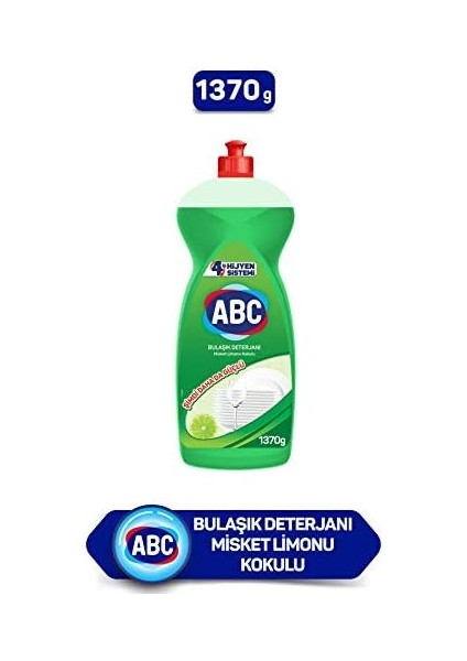 Abc Deterjan 4'lü Hijyen Sistemi Misket Limon Kokulu Bulaşık Deterjanı (1 x 1370 G) fiyatları