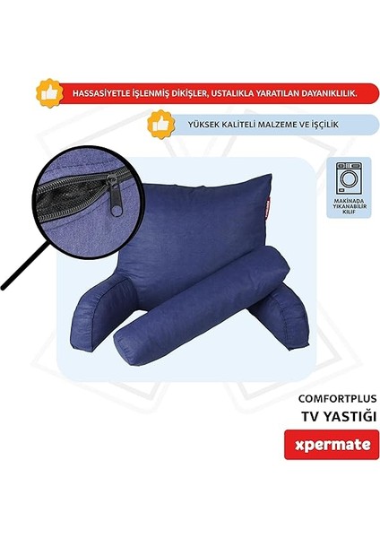 Comfortplus Tv Yastık, Kollu Yastık, Ayarlanabilir Sırt Destek Yastık, Boyun Desteği, Tv Yastık ve Üçgen Yastık, Fermuarlı Sırt Yastık, Bel Yastık (Lacivert) fırsatları