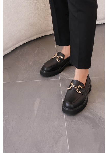 Teresa Ithal Toka Detaylı Hakiki Deri Leofer Kadın Günlük Ayakkabı Siyah fiyatları
