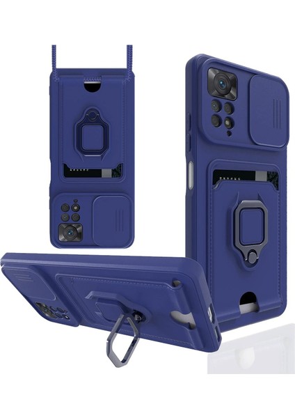 Xiaomi Redmi Note 12 Pro 4g Kılıf Zuma Kartvizitli Yüzüklü Silikon - Lacivert-( - N691J330-M14
