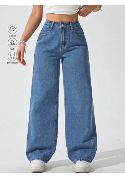 Kadın Yüksek Bel Boyfriend Bol Paça Kot Pantolon fiyatları