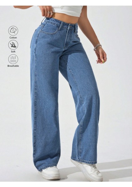 Kadın Yüksek Bel Boyfriend Bol Paça Kot Pantolon modelleri