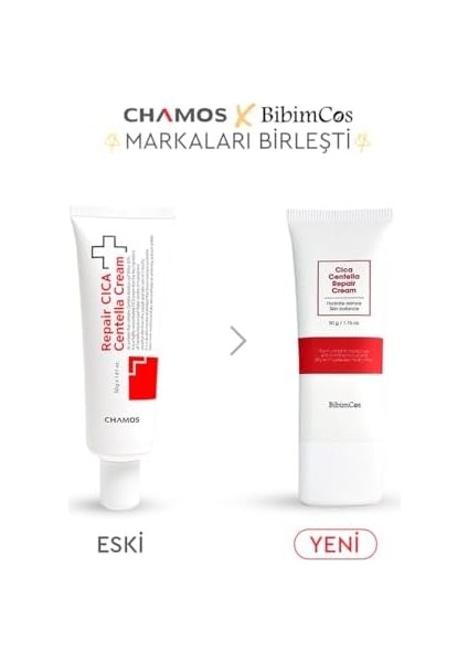 Bibimcos Cica Centella Repair Cream 50ML - Cilt Onarıcı ve Sakinleştirici Krem