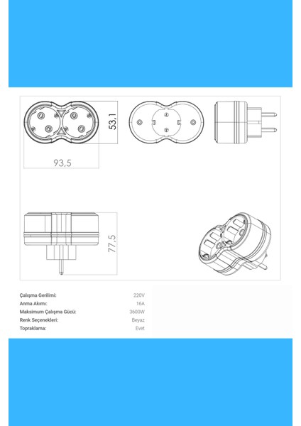 2'li Priz Topraklı 2li Golyat Priz, 2x Çoğaltıcı Grup Priz Fiş fiyatları