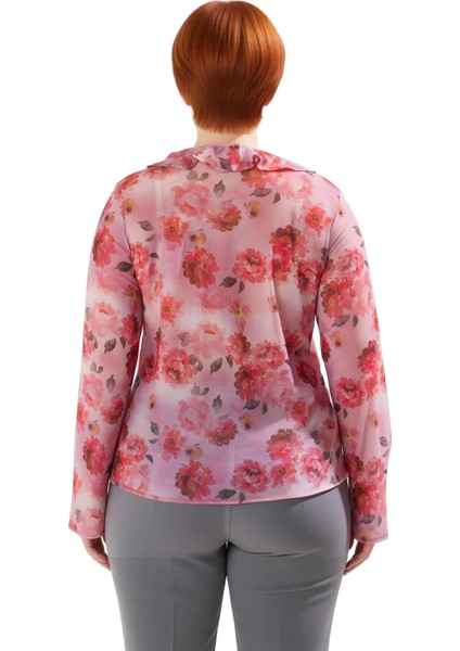 Büyük Beden Kadın V Yaka Tül Ekose Desenli Bağcıklı Bluz Kaliteli Şık Rahat Modern Zarif Günlük fiyatları