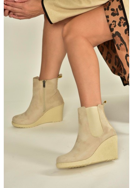 V361197002 Ten Süet Dolgu Topuklu Kadın Bot
