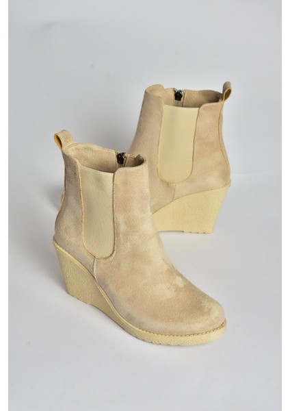 V361197002 Ten Süet Dolgu Topuklu Kadın Bot