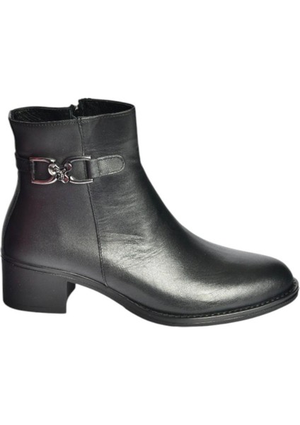 V555311503 Siyah Hakiki Deri Alçak Topuklu Kadın Bot fırsatları