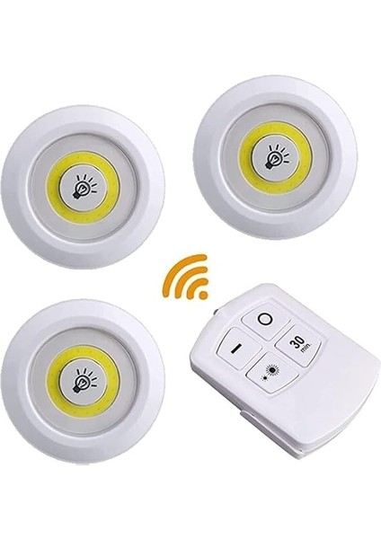 H3 Cob Uzaktan Kumandalı Üçlü Spot Lamba Pilli Dolap Altı Spot Günışığı
