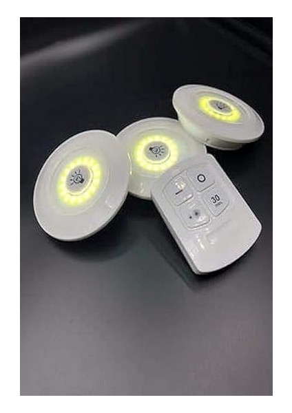 H3 Cob Uzaktan Kumandalı Üçlü Spot Lamba Pilli Dolap Altı Spot Günışığı modelleri