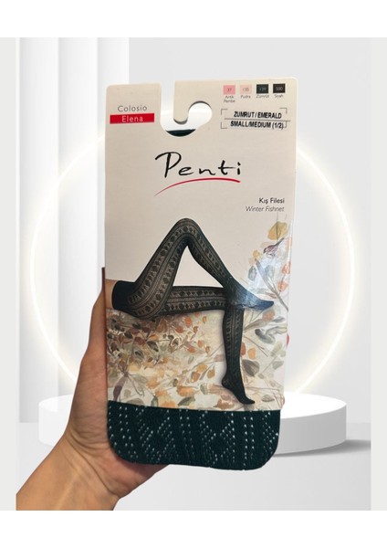 Elena Kış Filesi Zümrüt Yeşili Desenli Külotlu Çorap-Limited modelleri